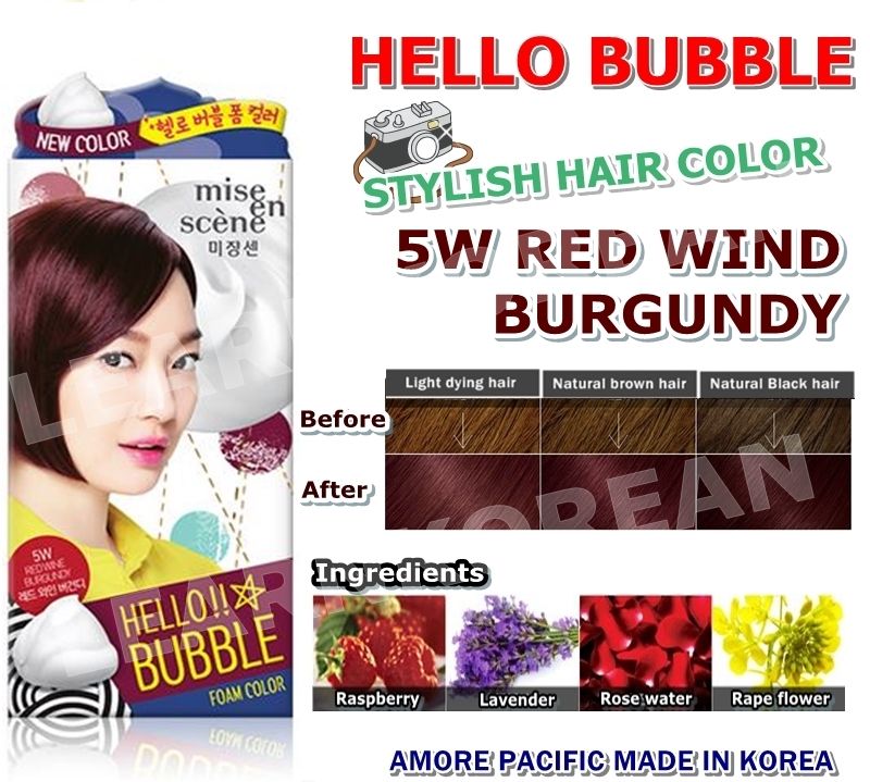 Hair Dye HelloBubble Foam dye your Hair 5W Red wine Burgundy Color Mise