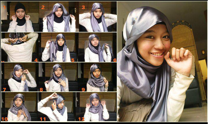 Cara Memakai Jilbab Satin