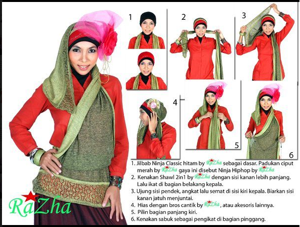 cara memakai kerudung pashmina