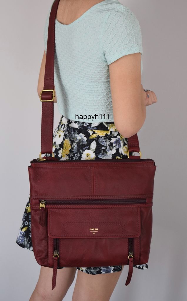 fossil aspen top zip russet brown leather crossbody satchel bag handbag lrge nwt fossil aspen top zip russet brown leather crossbody satchel bag handbag lrge nwt