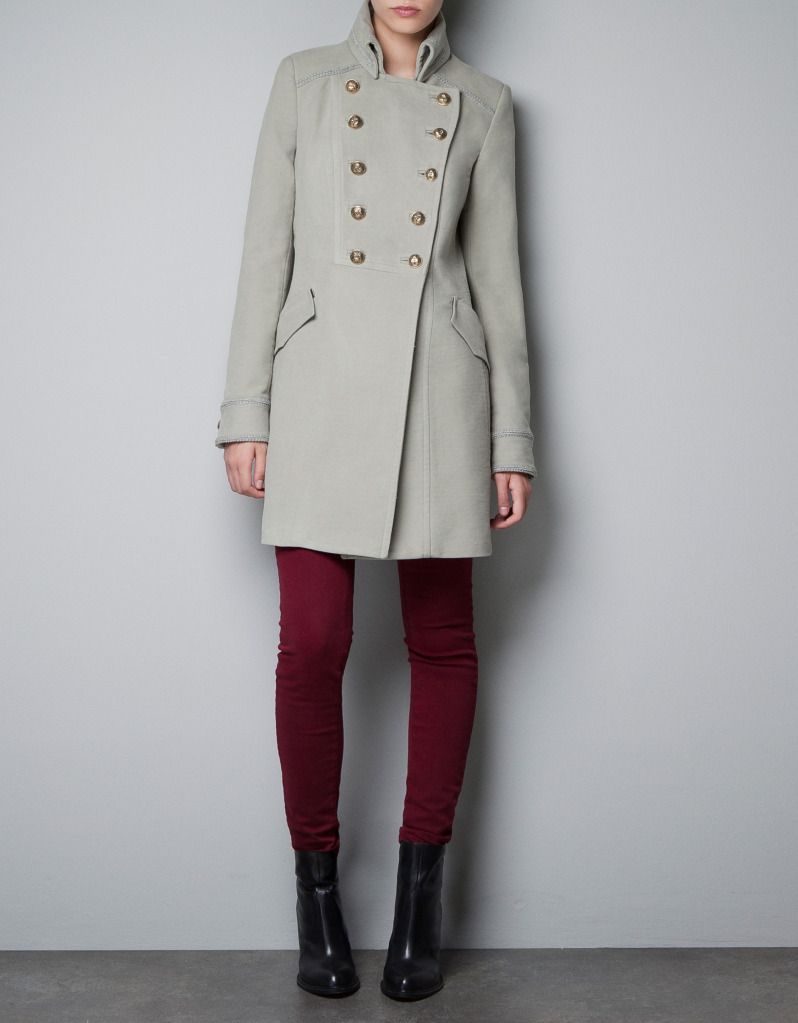 Velveteen military coat Zara