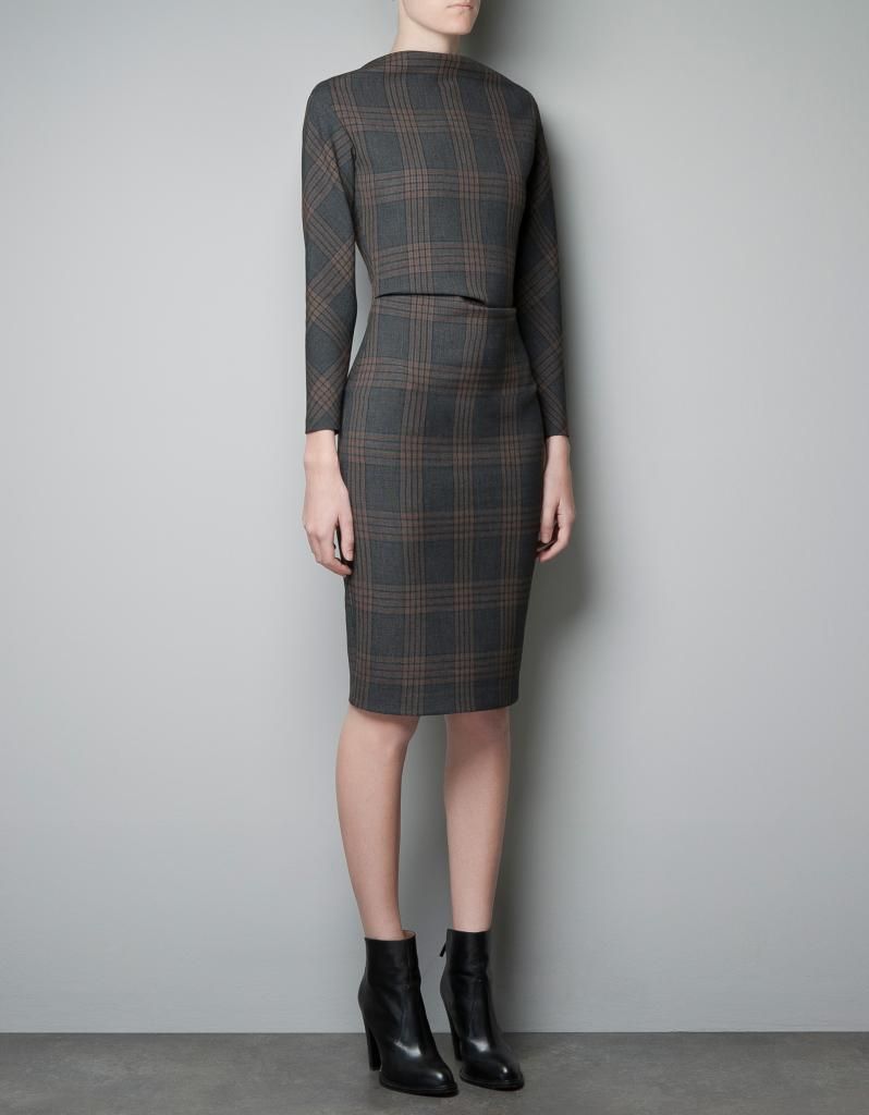 zara fitted check dress