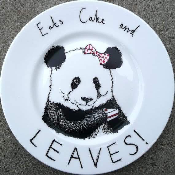 panda plate, cake