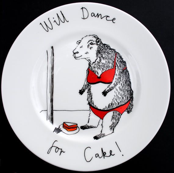 sheep plate, bra on sheep