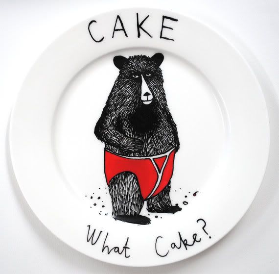 bear in pants, cake plate