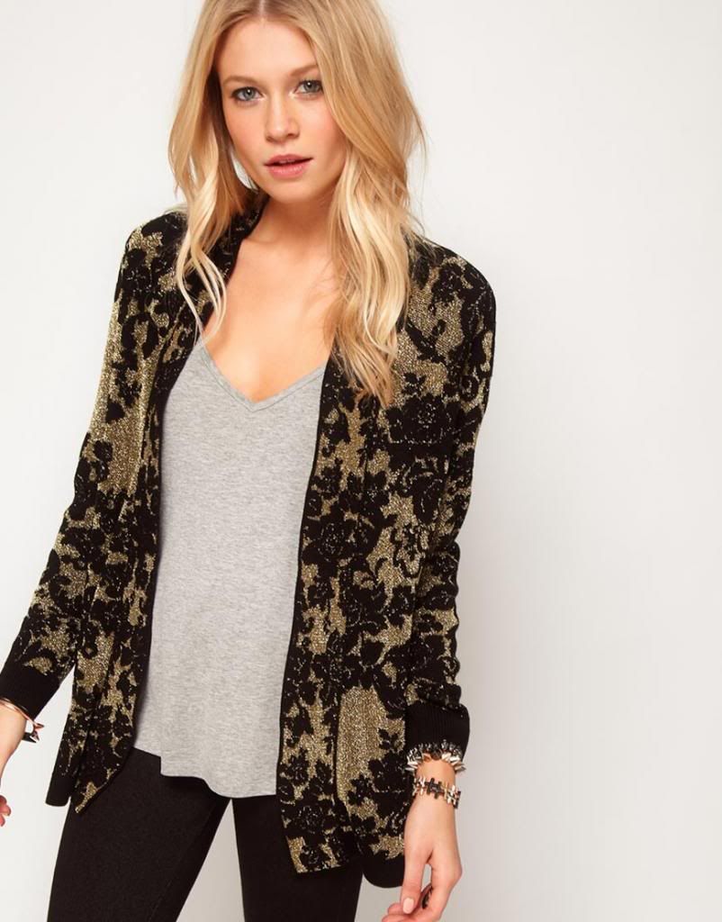 gold cardigan