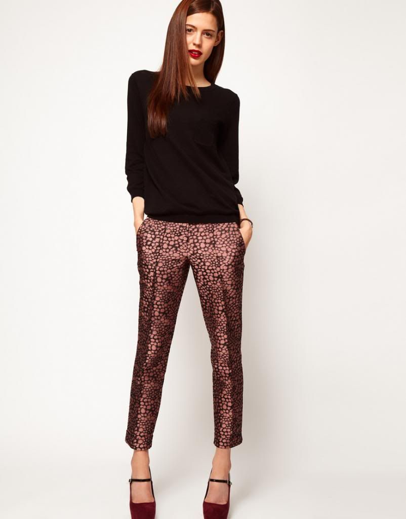 spot jacquard trousers