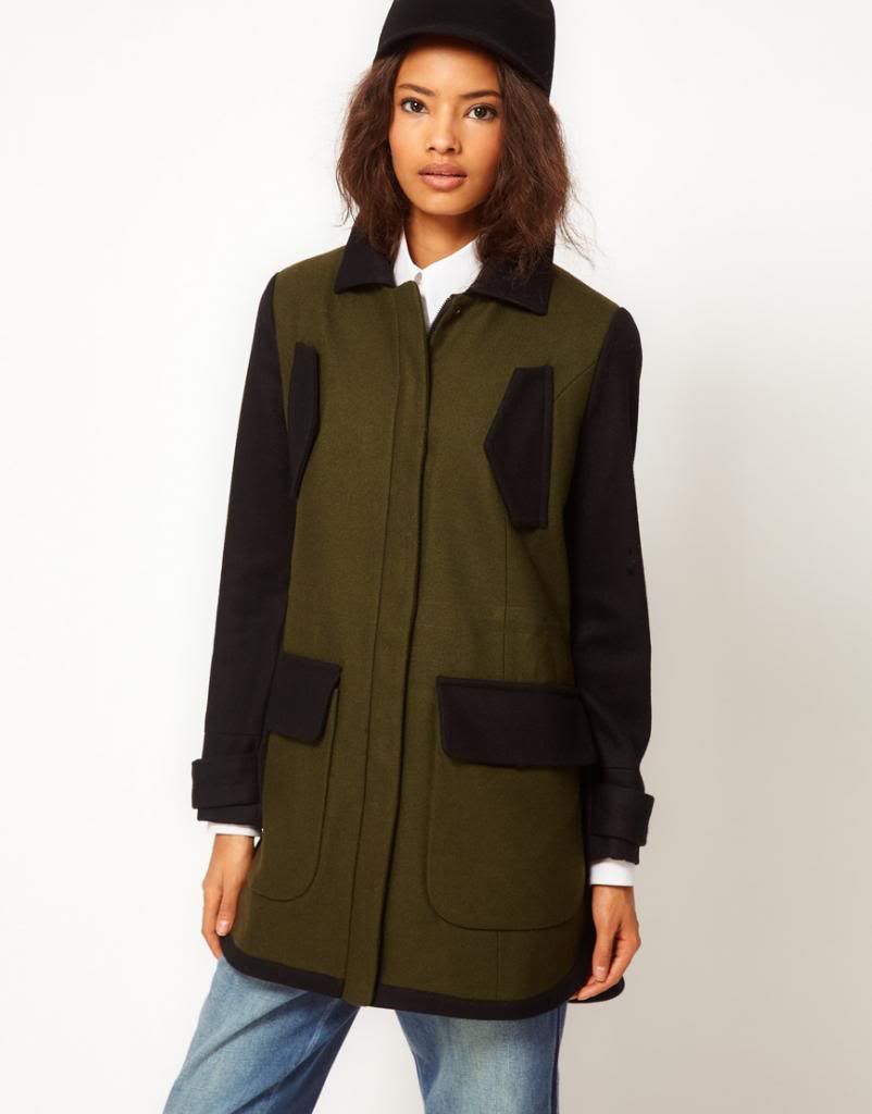 wool colourblock coat