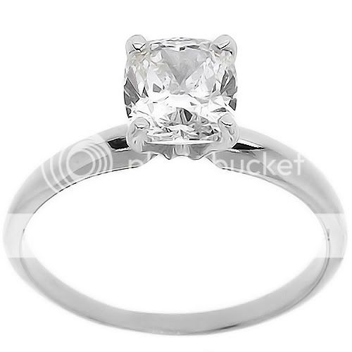   SI CUSHION CUT SOLITAIRE DIAMOND ENGAGEMENT RING 14K WHITE GOLD  